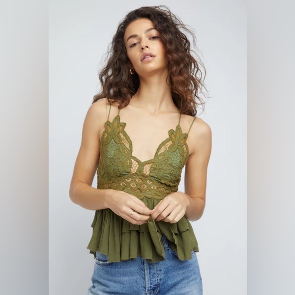 NWT Free People Adella Cami Olive Sparrow - Picture 2 of 5